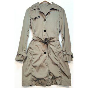 Marella Sport Women's Single Breasted Belted Trench Coat Size 6 Khaki Olive